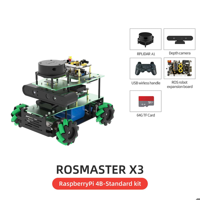 Yahboom ROSMASTER X3 ROS2 Robot with Mecanum Wheel Support SLAM Mapping/Navigation/Python Car Project Research Not included RPi 5 Board(Standard Kit）