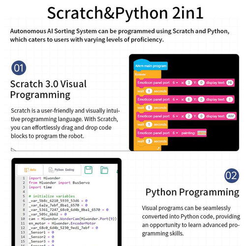 Hiwonder Autonomous AI Sorting System for Education Demonstration Support Scratch and Python