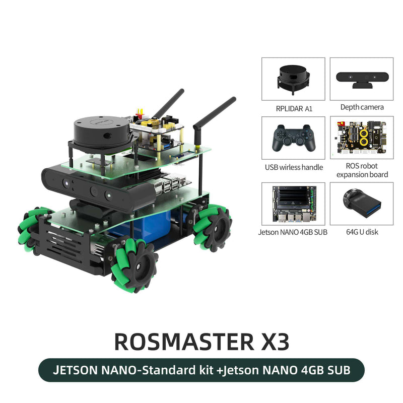 Yahboom ROSMASTER X3 Programmable ROS2 Robot Perfect Combination of AI Vision and Autonomous Driving Features with Jetson Nano 4GB SUB(Standard Kit）