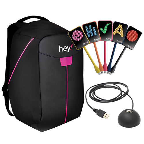Hey! U USB Pack of 25 w/ Backpack Pink Real Time Visual Feedback Classroom Educational Active Learning &amp; Collaboration for Students &amp; Teachers