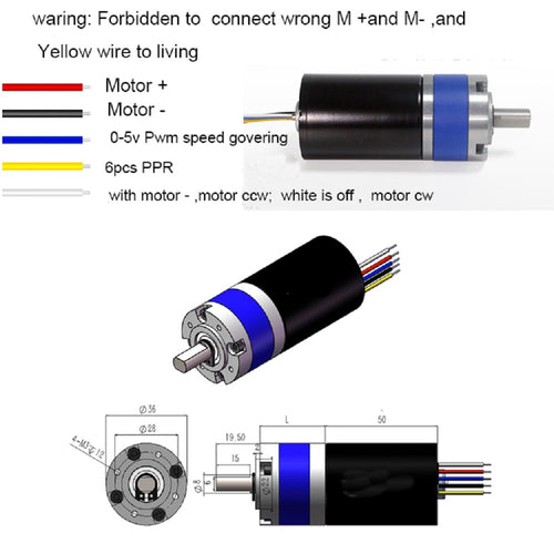 36mm 24V 1200RPM High-quality Micro 3650 Brushless DC Planetary Gear Motor