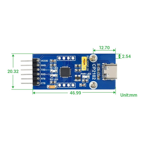 CP2102 USB UART Board (Type C), USB To UART (TTL) Communication Module