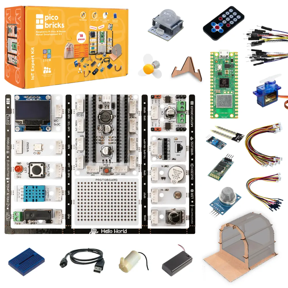 PicoBricks - Raspberry Pi Pico Starter Kit with 12 Sensors and