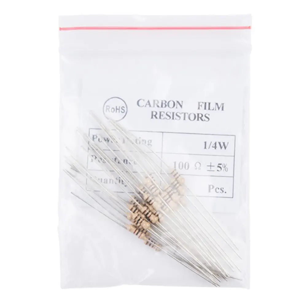 Resistor 100 Ohm 1/4 Watt PTH (20pk) - RobotShop