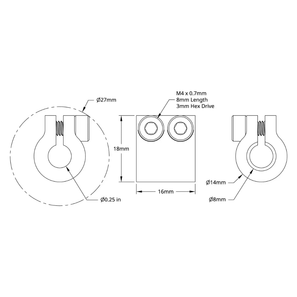 ServoCity 4000 Series Clamping Shaft Coupler (8mm Round Bore to 0.250