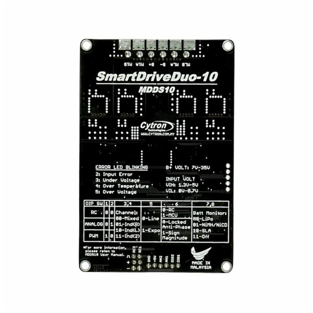 Cytron SmartDriveDuo Smart Dual Channel 10A Motor Driver - RobotShop
