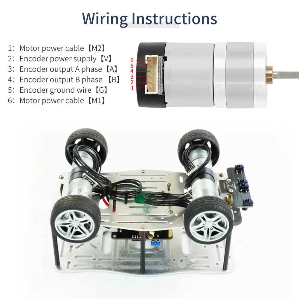 1PCS 310 DC Gear Motor with Encoder (Reduction ratio 1:20)--Motor+Bracket+Tire