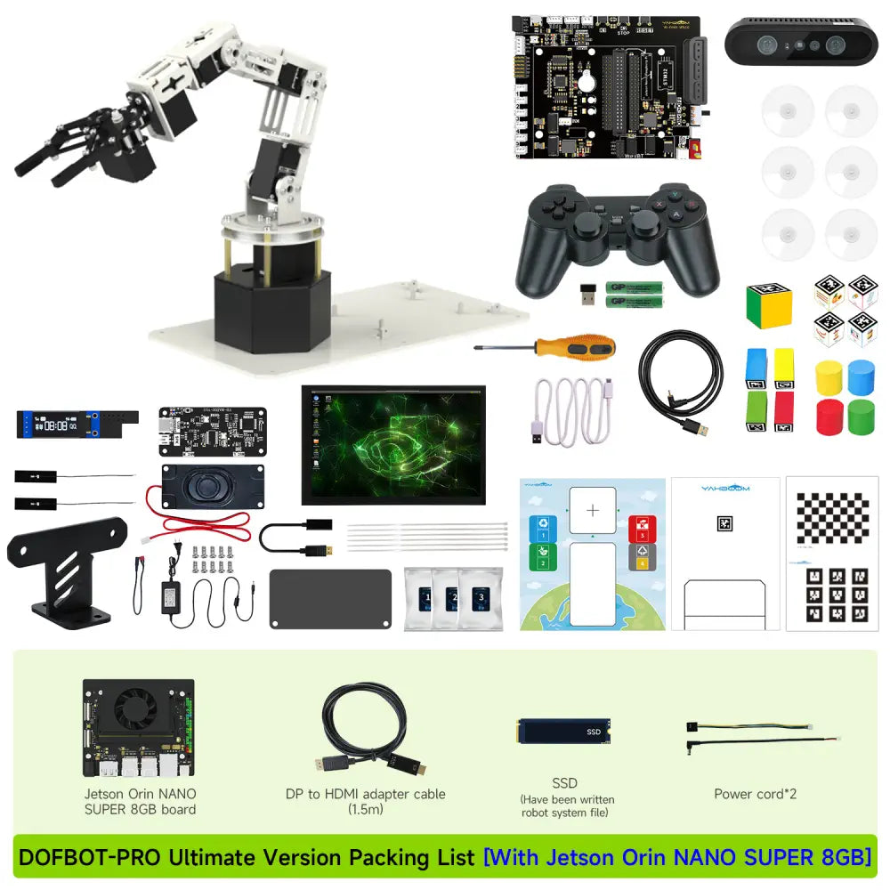 Yahboom DOFBOT Pro AI Large Model 3D Depth Vision Robotic Arm-Ultimate Version with Jetson Orin NANO SUPER 8GB Board