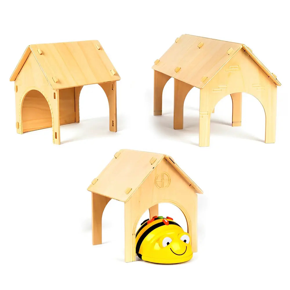 TTS Bee-Bot Programmable Robot - Wooden Tunnels - Transparent Pocket Mat 4x6 - STEM Learning, Coding, Floor Robotics for Kids Age 3+ | Yellow, 3 Tunnels