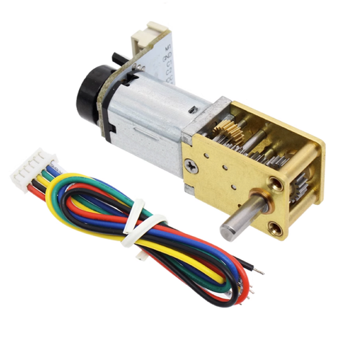Micro DC Worm Gear Motor w/ Encoder, 12V, 78RPM
