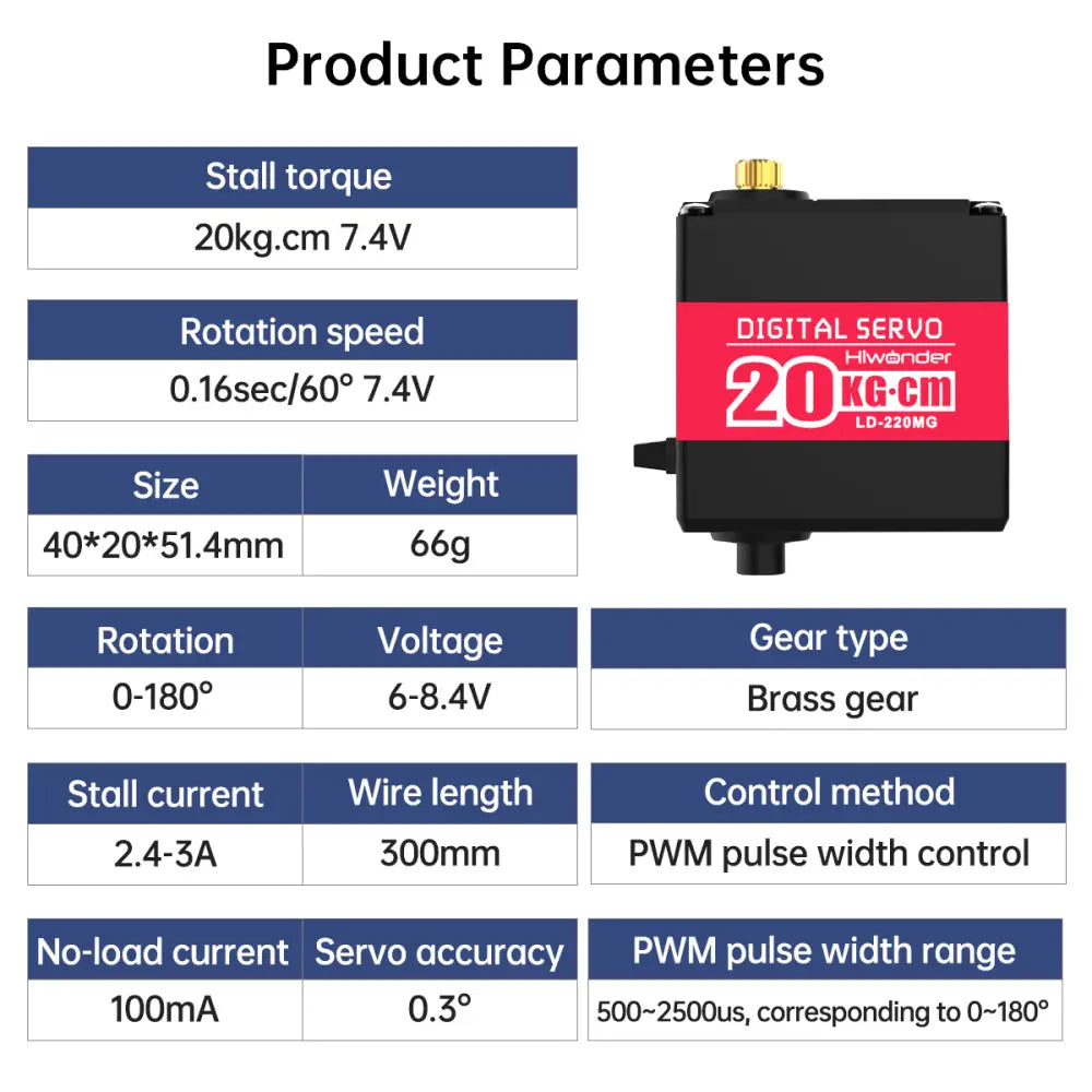 Hiwonder LD-220MG Full Metal Gear Digital Servo with Dual Ball