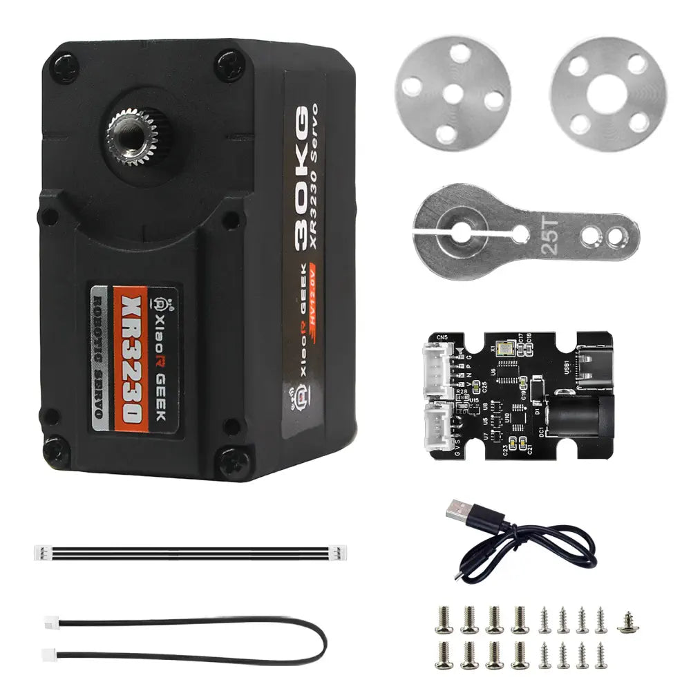 Serial Bus Servo with Metal Gear, 360° Rotation, Programmable for Robot Arm, Biped Robot, DIY Robotics Projects, TTL/UART Control, 30KG High Torque, Smart Servo with Debug Board