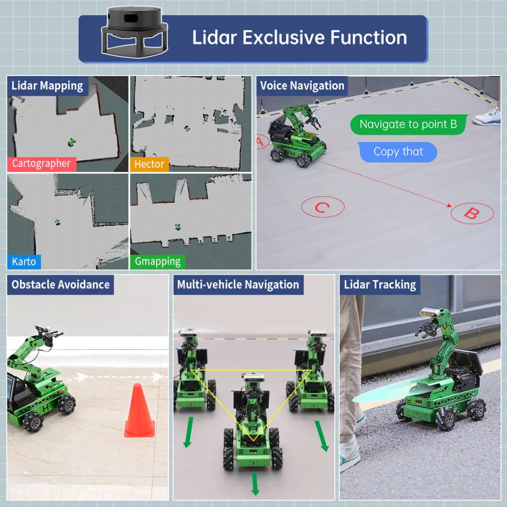 JetRover ROS Robot Car with Vision Robotic Arm Support SLAM Mapping/ Navigation (Developer Kit with Jetson Nano 4GB, Tank Chassis, LiDAR A1)