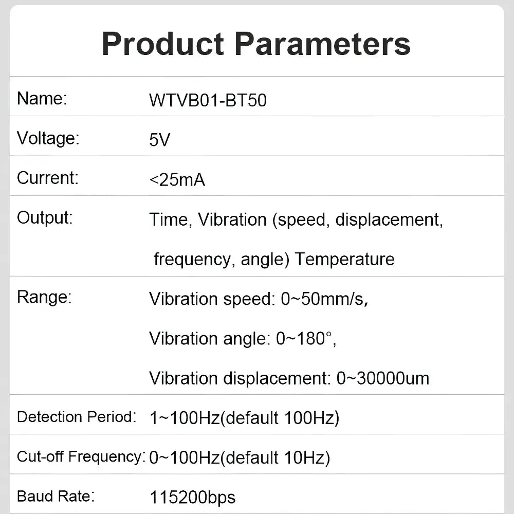 Witmotion WTVB01-BT50 Bluetooth MPU6050 Multi-Cascade High-Stability 3-Axis Vibration Sensor - RobotShop Witmotion WTVB01-BT50 Bluetooth MPU6050 Multi-Cascade High-Stability 3-Axis Vibration Sensor - RobotShop