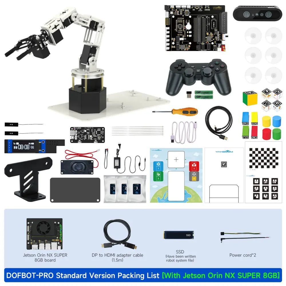 Yahboom DOFBOT Pro AI Large Model 3D Depth Vision Robotic Arm-Standard Version with Jetson Orin NX SUPER 8GB SUB Board