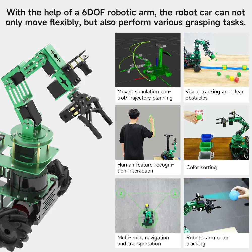 Yahboom Rosmaster X3 Plus 6-DOF Robotic Arm with AI Vision and Voice Control include Jetson Orin NX SUPER 8GB Board