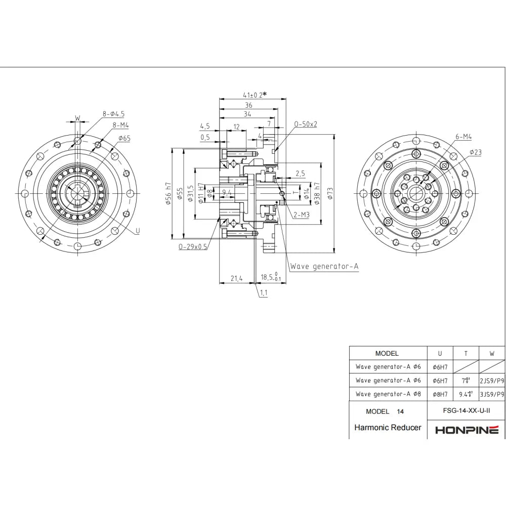 Easy Installation Harmonic Drive Reducer for Robot Arm and Sealed Rotary Tables