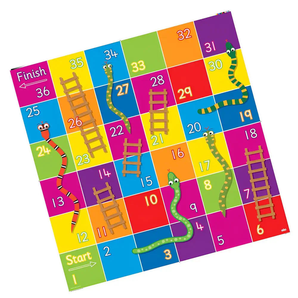 TTS Snake &amp; Ladders Activity Mat - Clear Grid - Bee-Bot &amp; Blue-Bot Coding Toy Accessory - Computational Thinking, Numeracy &amp; Programming Play - STEM Learning Mat | 90x90 cm