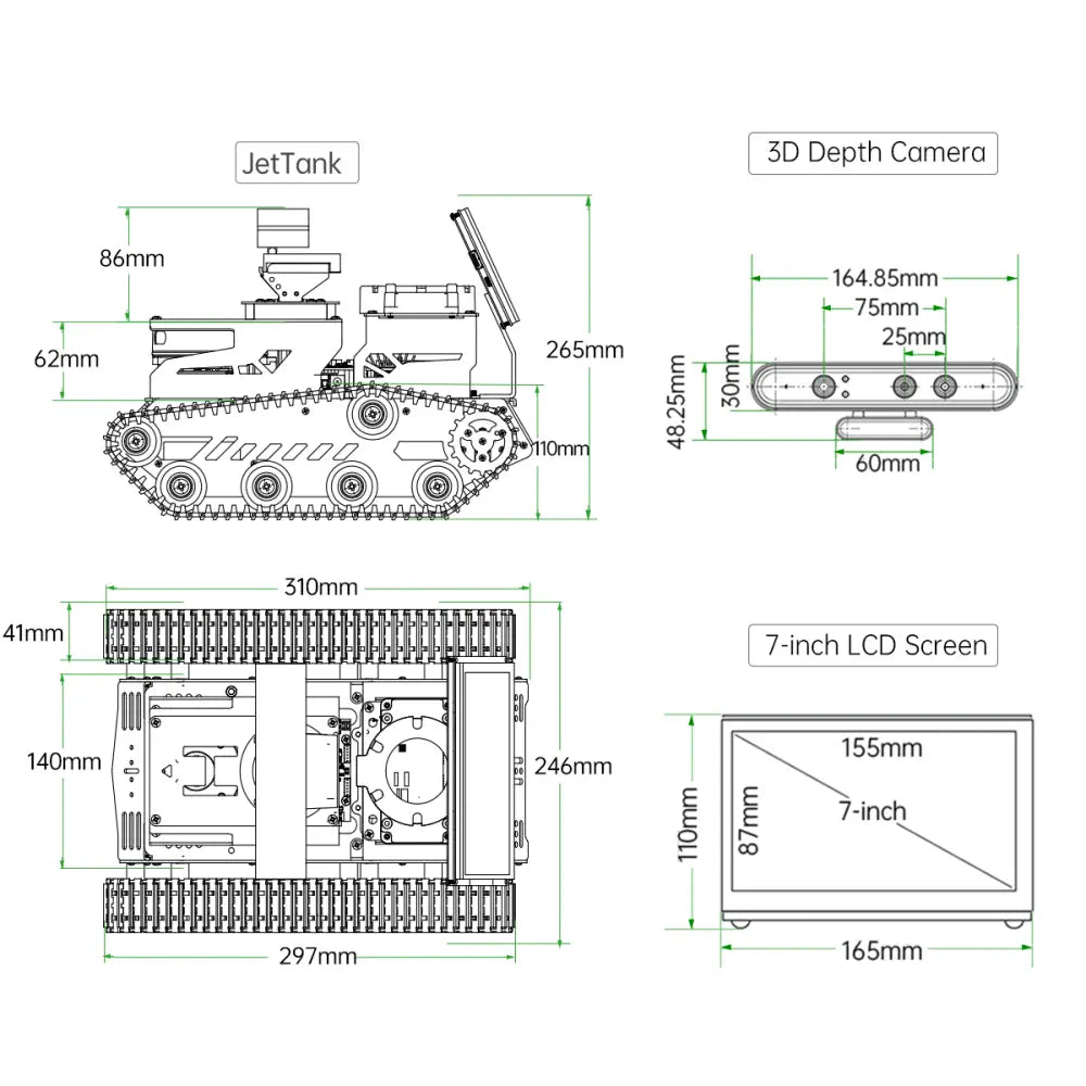 Hiwonder JetTank ROS Robot Tank Powered by Jetson Nano with Lidar Depth Camera Touch Screen (Advanced Kit/SLAMTEC A1 Lidar)