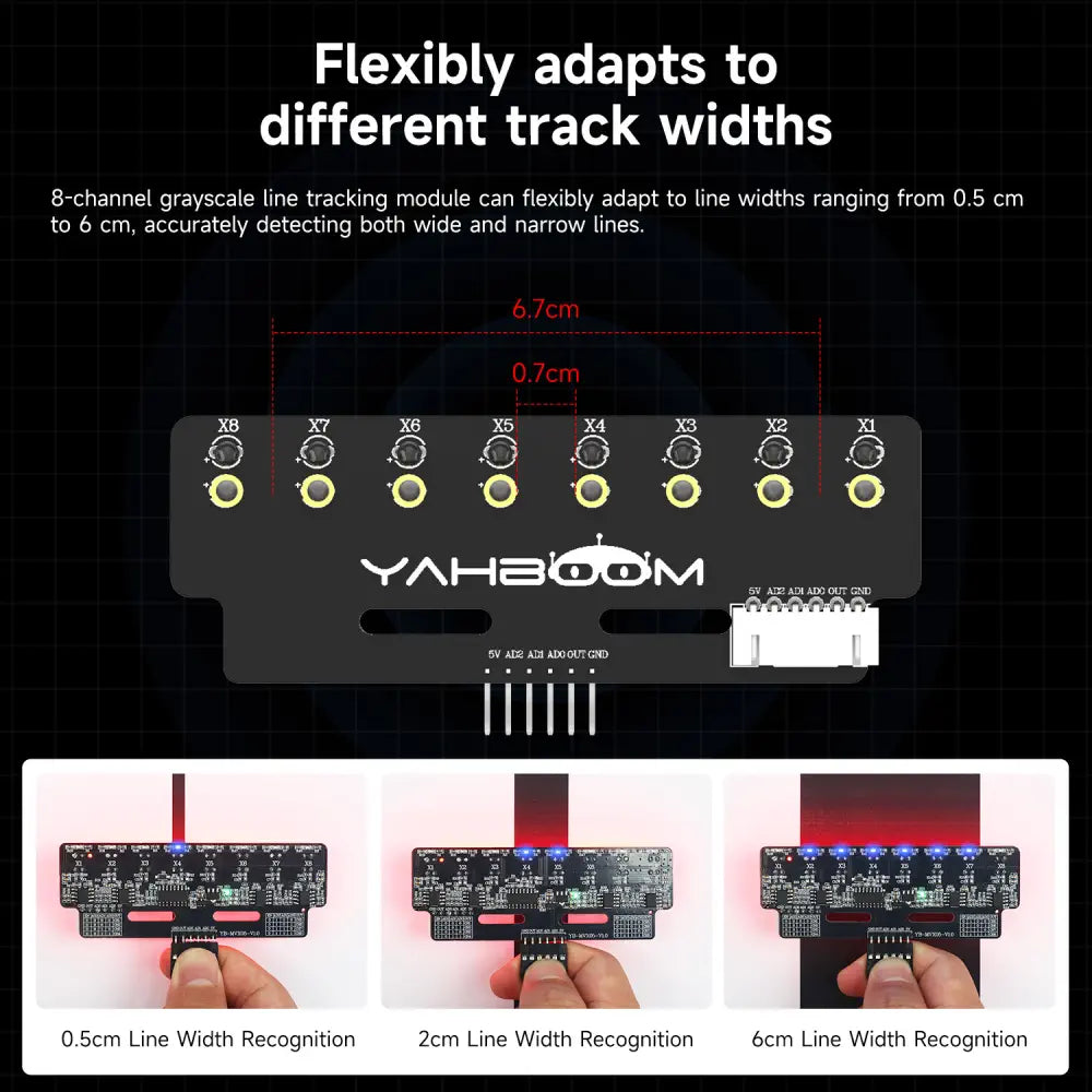 Yahboom 8-channel grayscale line tracking sensor module-White light