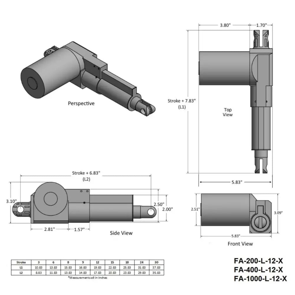 Linear Actuator Heavy Duty Force Motion 400lb Capacity 30 inch Stroke