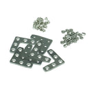 For 8x8mm Profiles, L-Shaped Assembly Plate (6 Pieces); Sliding Hex Nut M2 (50 Pieces) and Countersunk Head Screw M2x3mm, (50 Pieces)