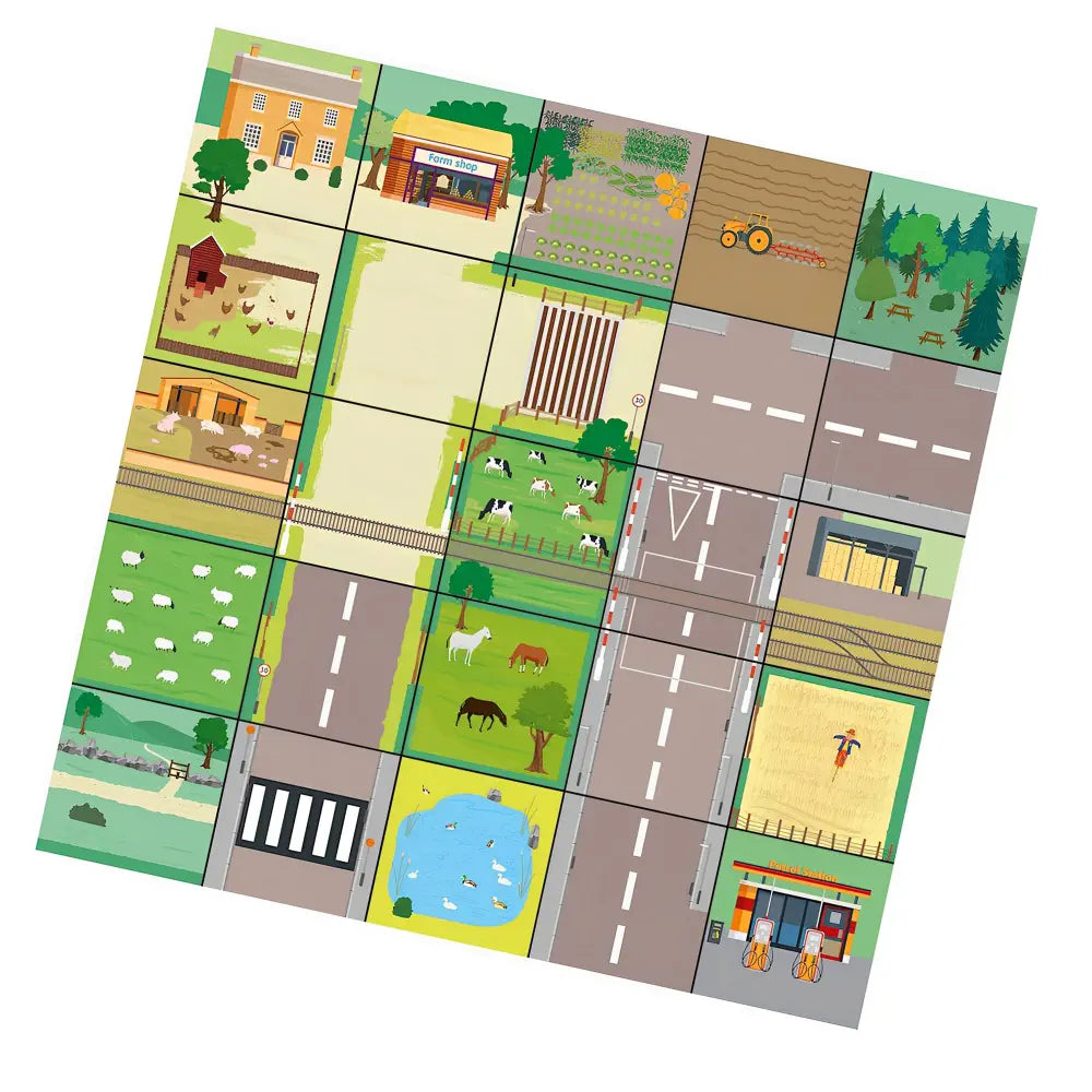 TTS Countryside Mat for Bee-Bot &amp; Blue-Bot - Interactive Coding Adventure, Directional Language &amp; Early Programming, STEM Learning &amp; Geography Skills - Expandable Floor Mat | 75 x 75 cm