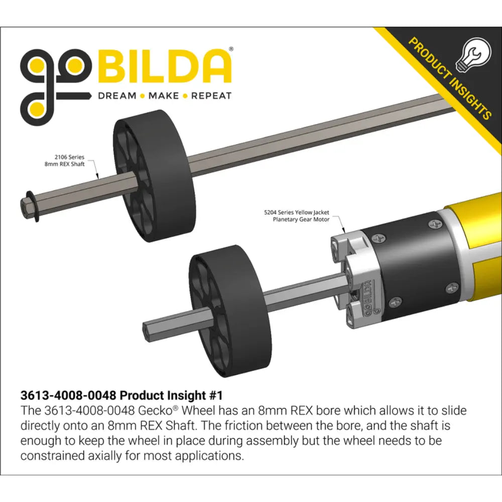 ServoCity 3613 Series Gecko Wheel (8mm REX Bore, 48mm Diameter