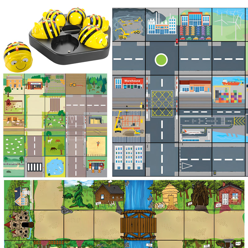TTS Programmable Bee Bot See &amp; Say Group Classroom Bundle w/ Activity Play Mats for Kids Educational Toys for Children