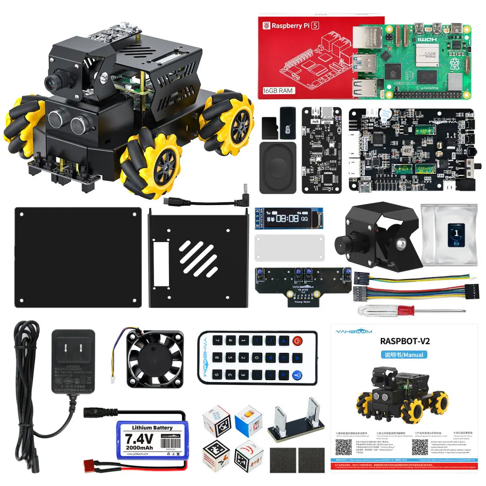 Yahboom AI Vision Robot Raspberry Pi 5 Car Support Python Progamming Open Source-Superior Version((RPi5 16GB Board))