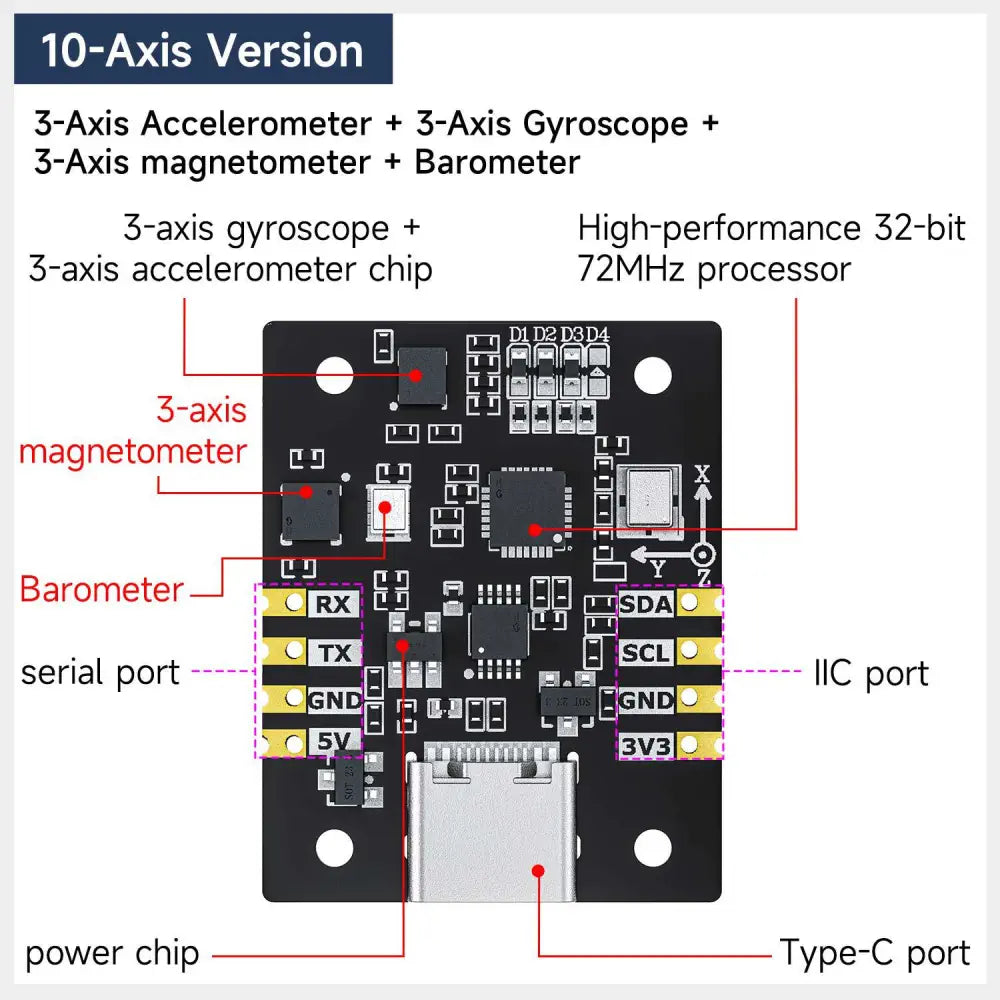 Yahboom IMU sensor module AHRS support ROS1 ROS2 for Jetson Raspberry Pi-10-axis IMU