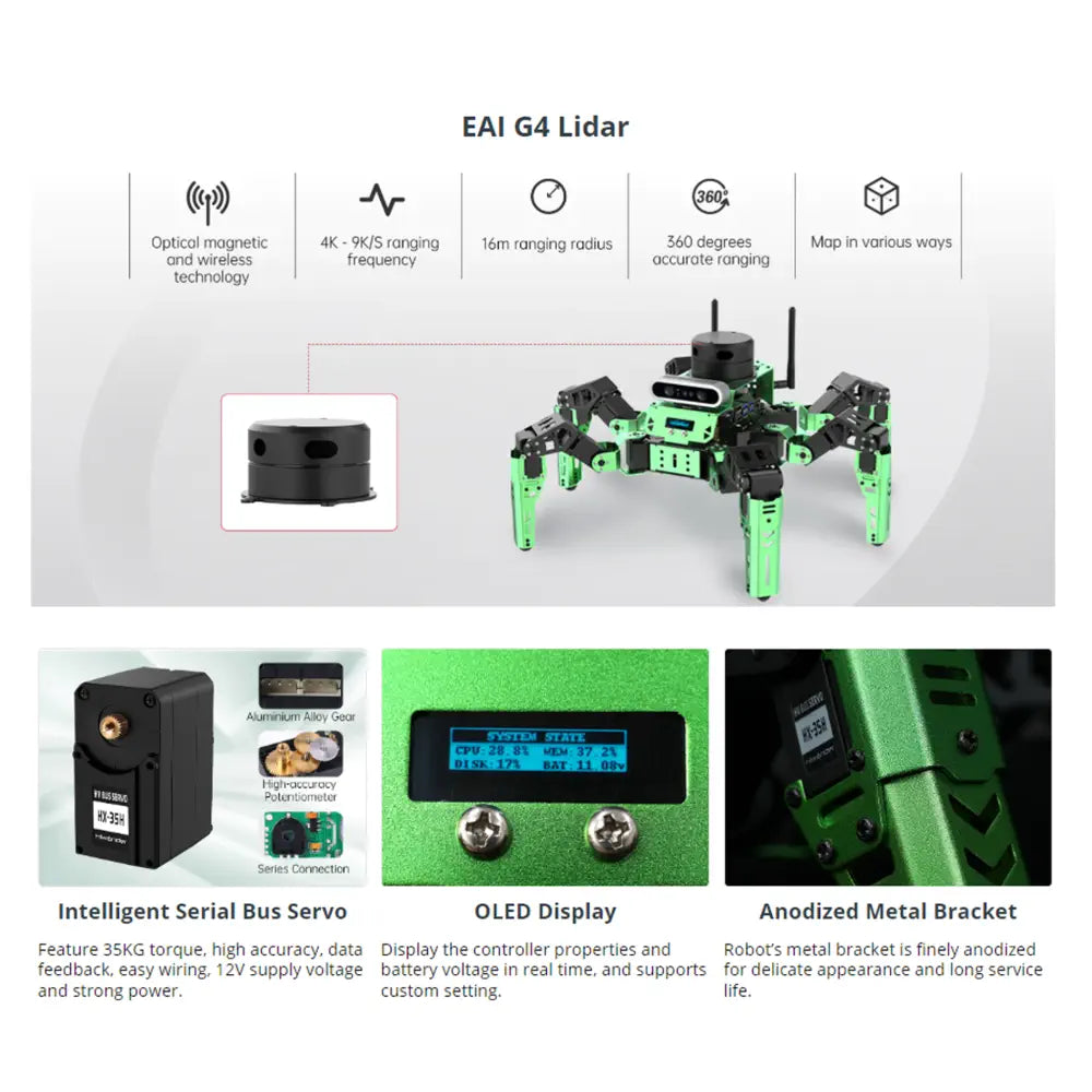 Hiwonder Jethexa ROS Hexapod Robot Kit w/ Jetson Nano & Monocular