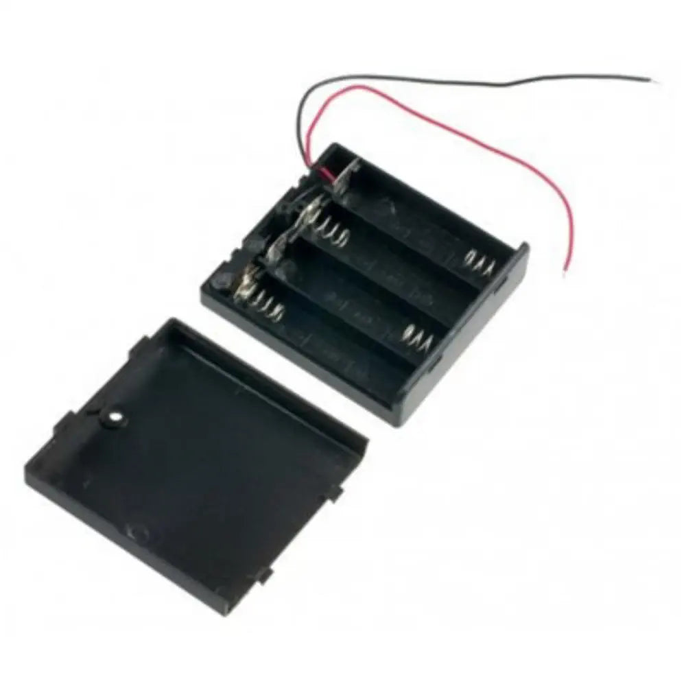 4xAA Square Battery Holder with Cover - RobotShop