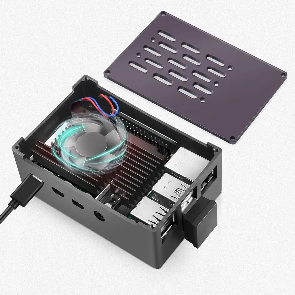 52Pi NAS Case w/ Cooling Fan & M.2 SATA SSD for Raspberry Pi 4B