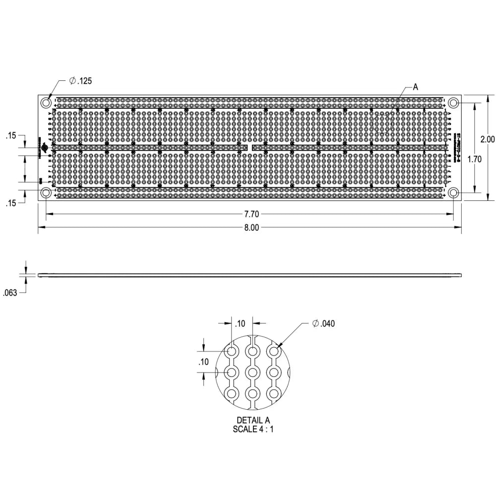 Prototyping PCB, Protoboard - 2" x 8"