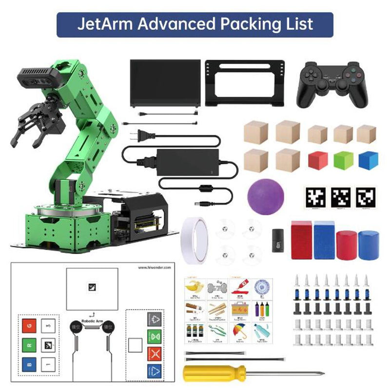 JetArm JETSON NANO Robot Arm ROS Open Source Vision Recognition Program Robot (Advanced Kit, Depth Camera, LCD Screen)