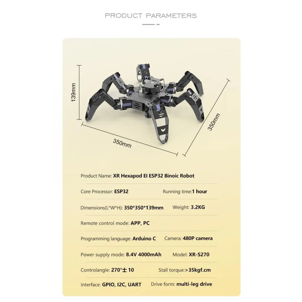 XiaoR GEEK ESP32 Bionic Hexapod Robot STEM educational science programmable AI smart robot development kits