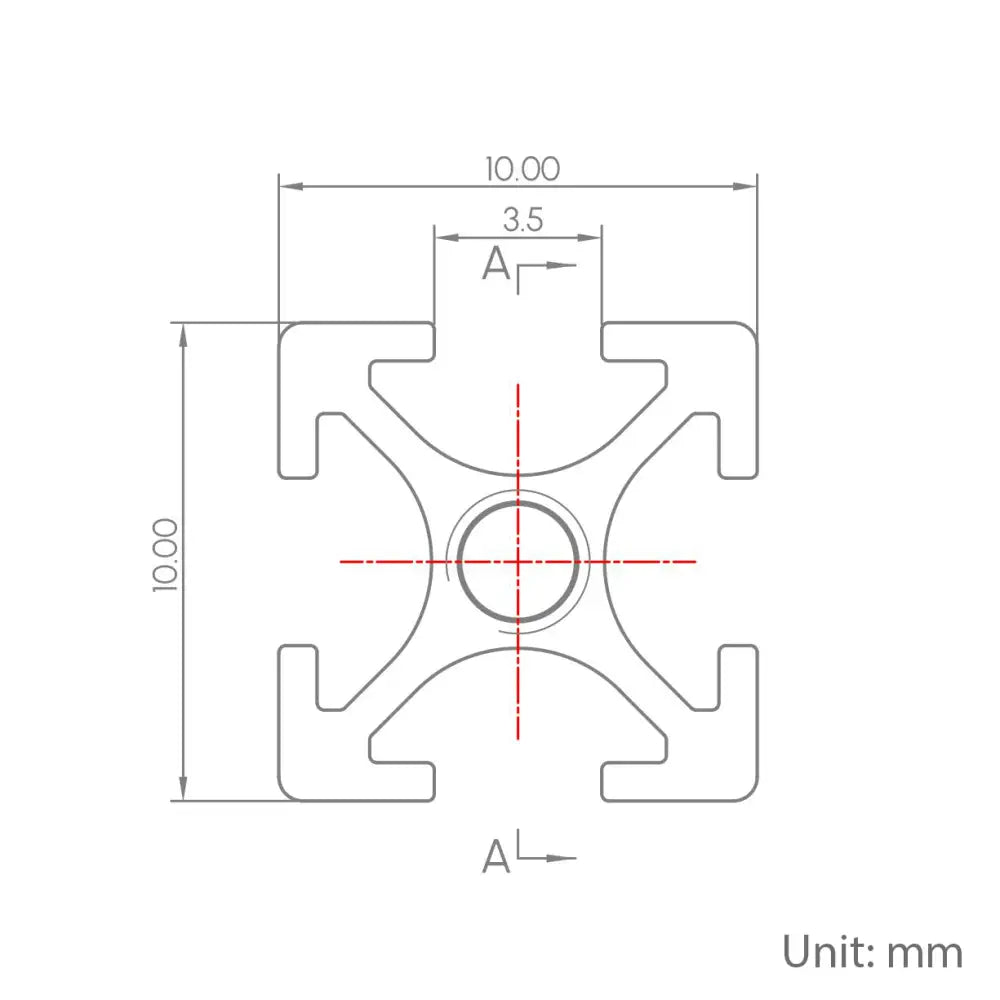 Aluminum Profiles, 10x10mm, 1000mm, 4 Pieces, Silver