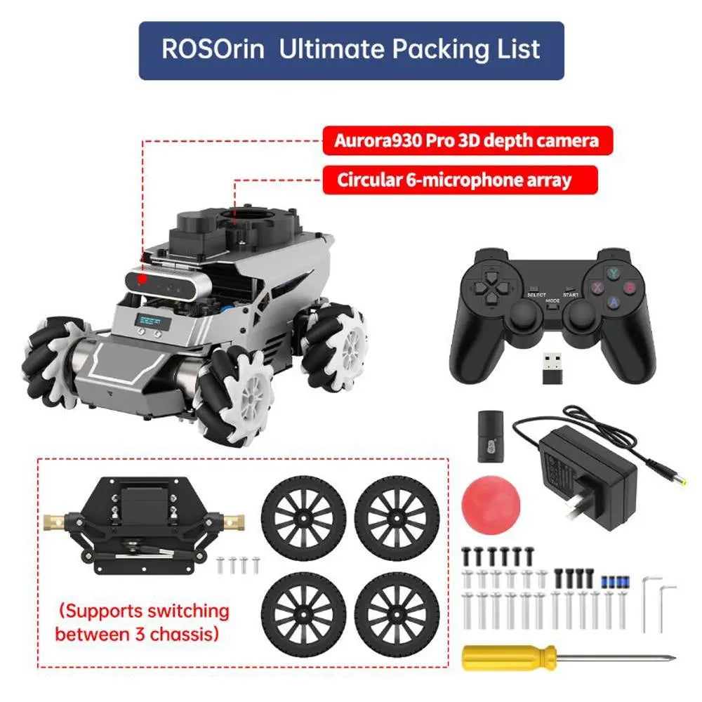 Hiwonder ROS2 Smart Car, ROSOrin Multimodal AI Vision Large Model, SLAM Navigation Programming, Mecanum Wheels Robot (Ultimate Kit without Controller)