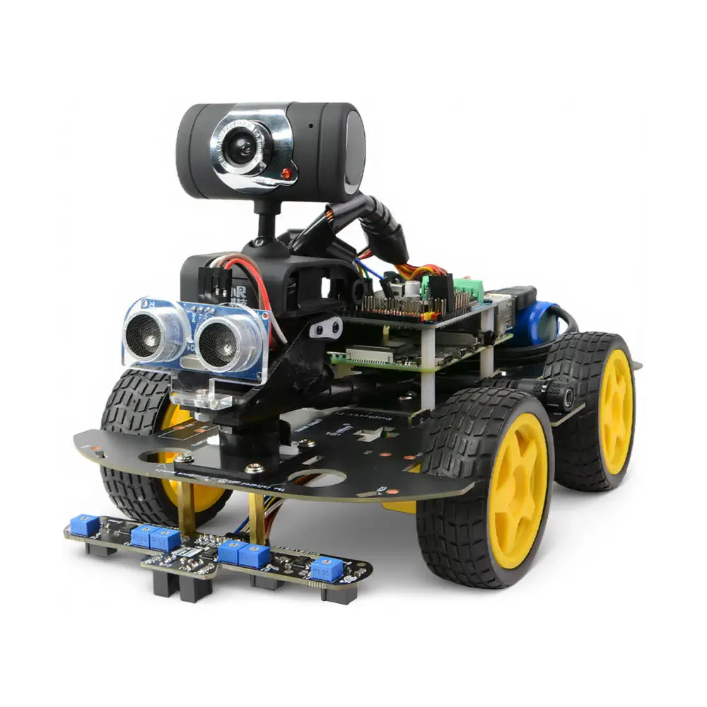 Smart Robot Car Kit with Raspberry Pi 4B/5, Open Source Python, AI Visual Recognition Line Tracking Obstacle Avoidance, Electronic DIY Kit Programming Robotic Gifts (with Raspberry Pi 4B4G)