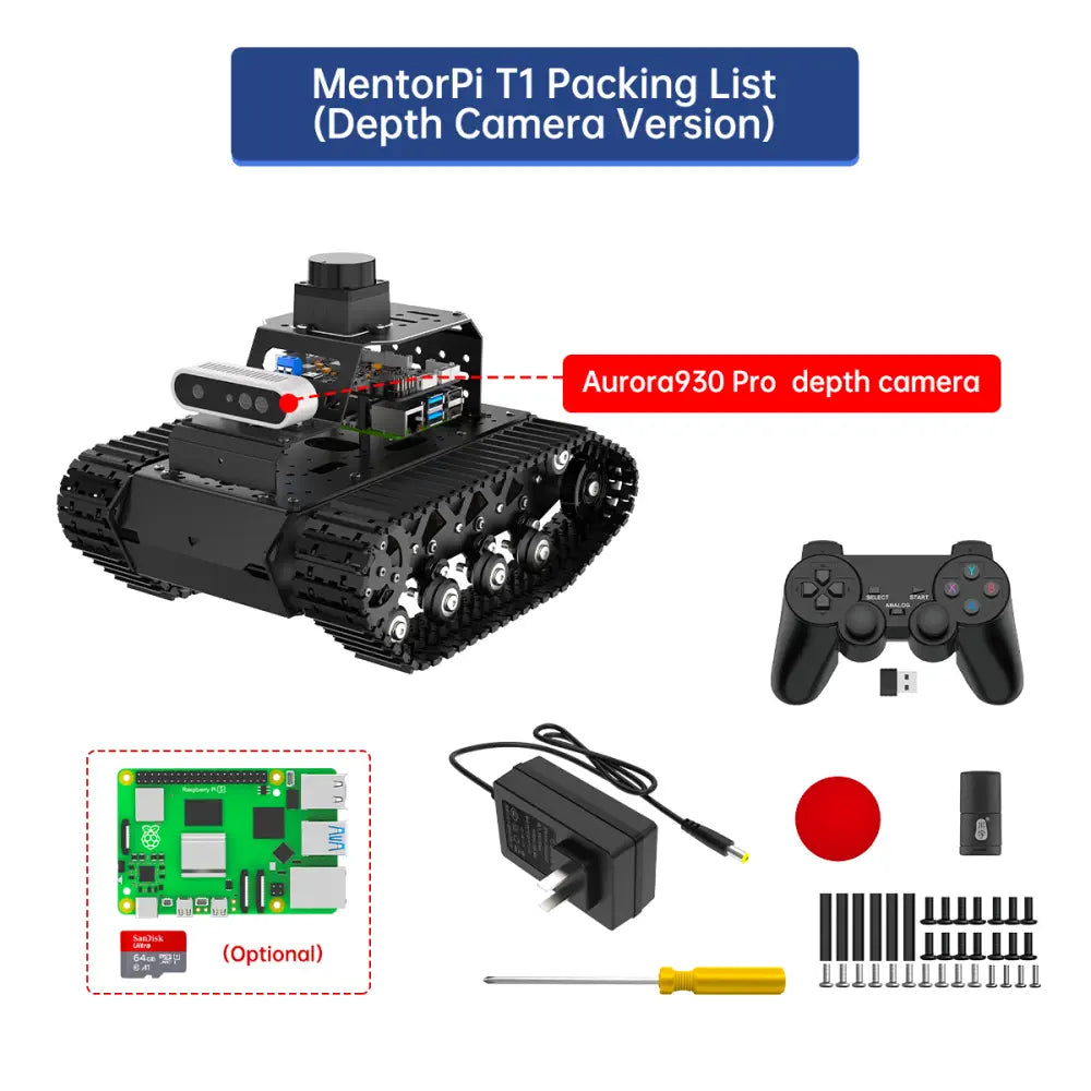 Hiwonder MentorPi T1 Raspberry Pi Robot Car – Tank Chassis, ROS2