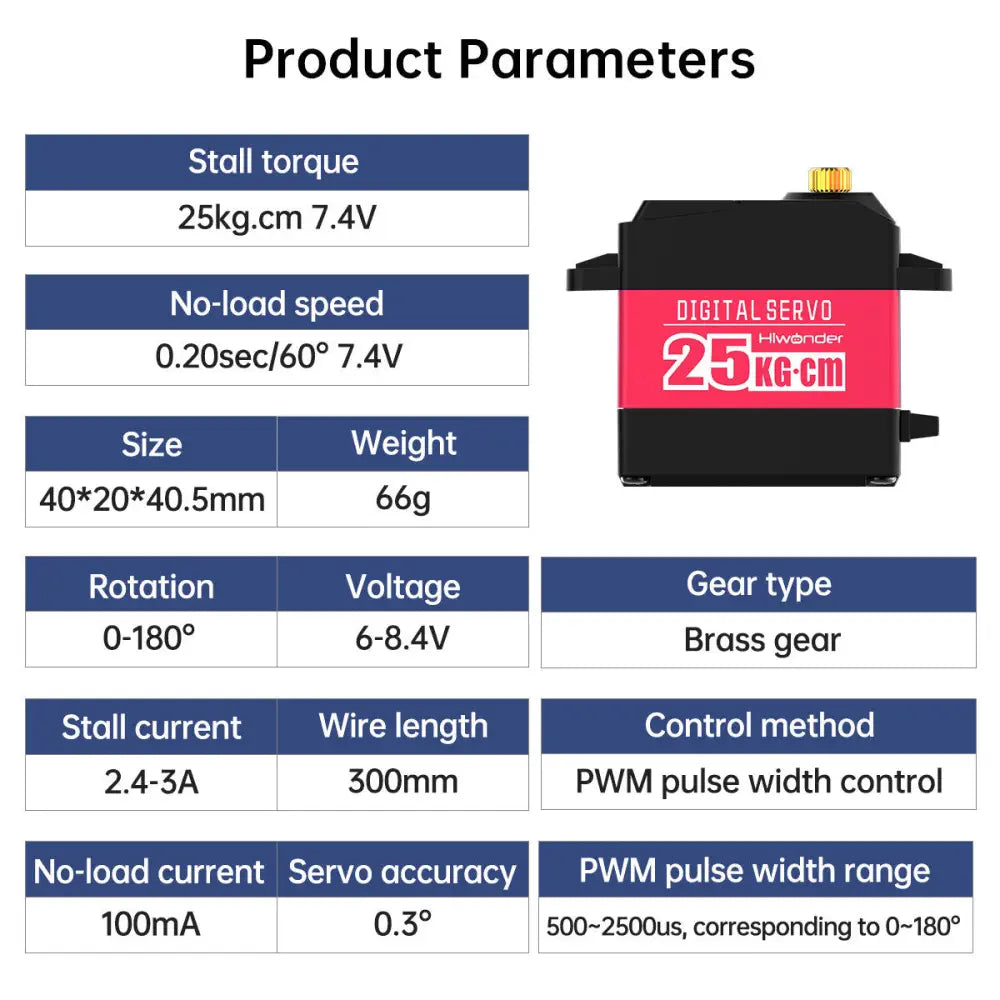 Hiwonder HPS-2518 25KG High Torque Digital Servo Full Metal Gear