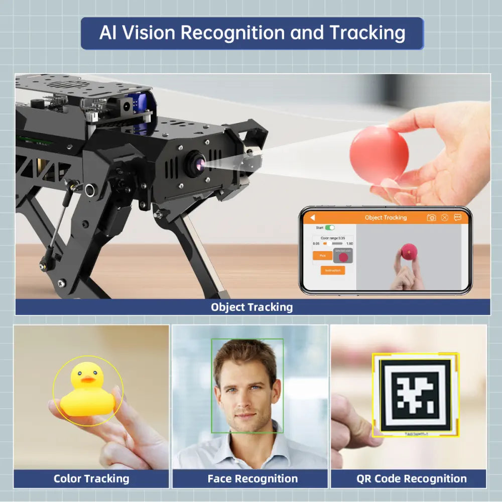 Hiwonder PuppyPi ROS Quadruped Robot with Raspberry Pi, Integrated