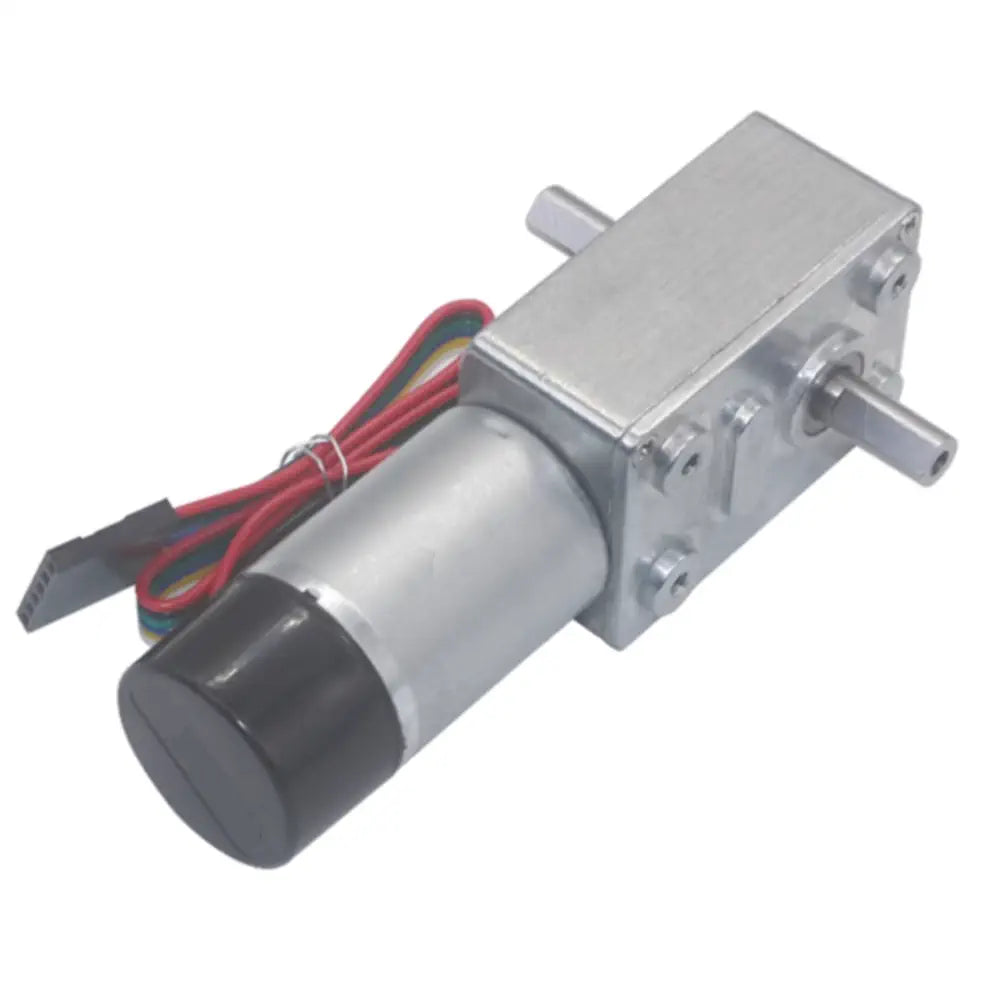 Compact size DC worm gear motor with dual shaft and encoder 6V - 40RPM