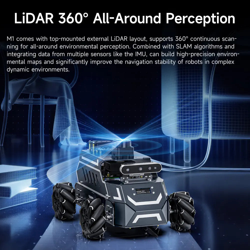 ROSMASTER M1 AI Large Model ROS2 Robot with Mecanum Wheel--Standard with RaspberryPi 5 8G