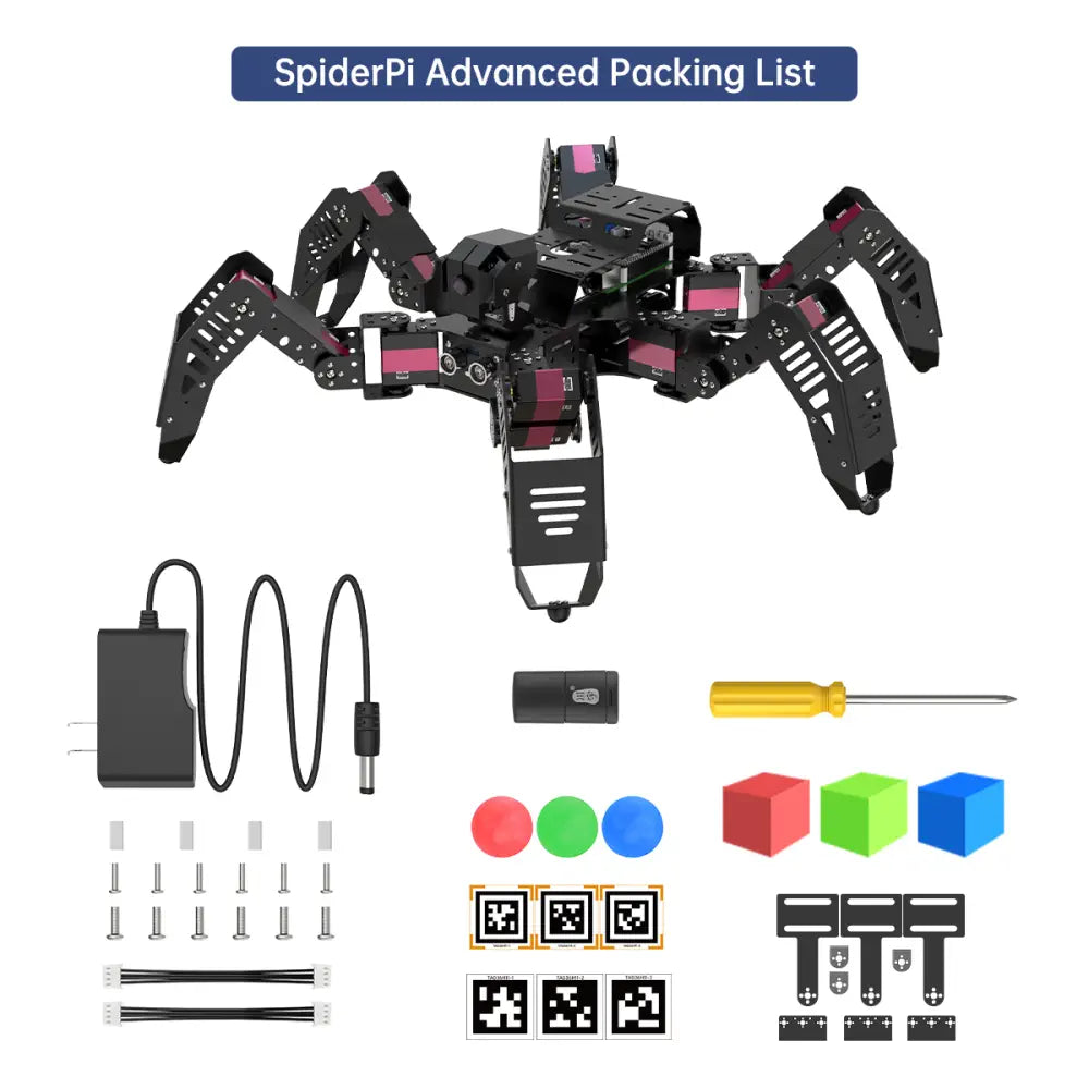 Hiwonder SpiderPi AI Intelligent Visual Hexapod Robot Powered by Raspberry Pi 5 (Advanced Kit with Raspberry Pi 5 4GB)