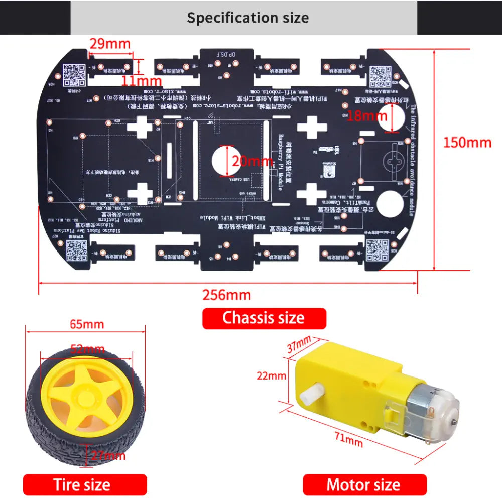 DIY 4WD Robot Car Chassis Kits compatible Arduino/Raspberry pi/ STM32