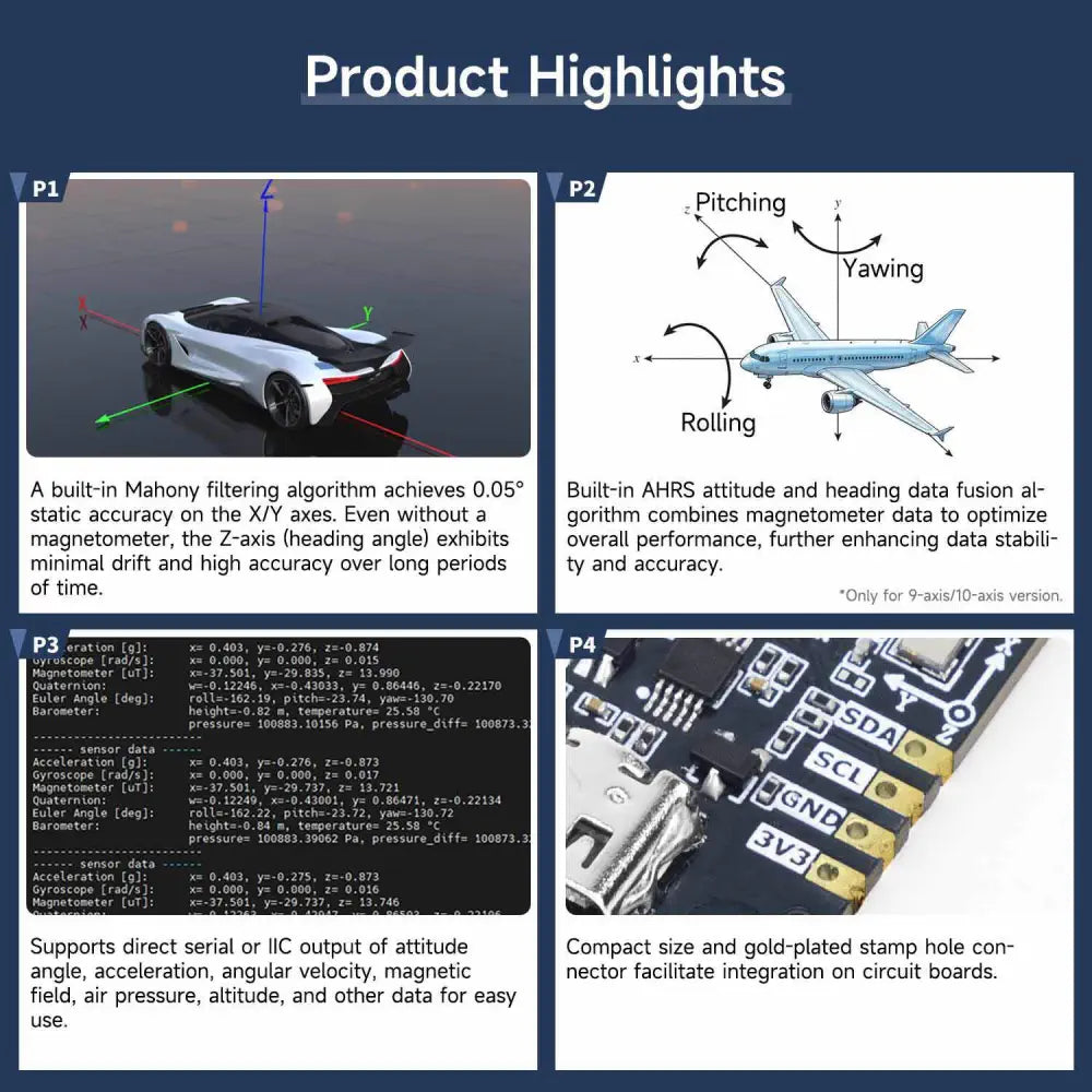 Yahboom IMU sensor module AHRS support ROS1 ROS2 for Jetson Raspberry ...