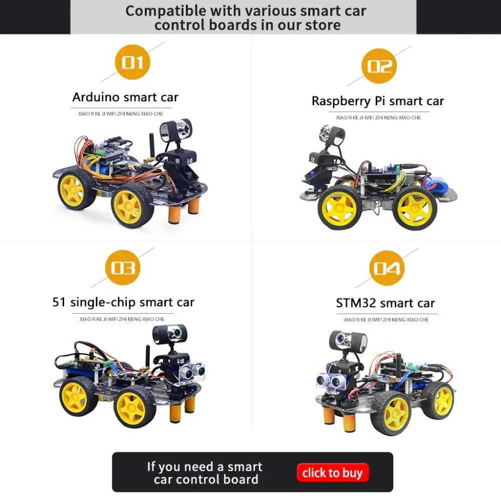 DIY 4WD Robot Car Chassis Kits compatible Arduino/Raspberry pi/ STM32