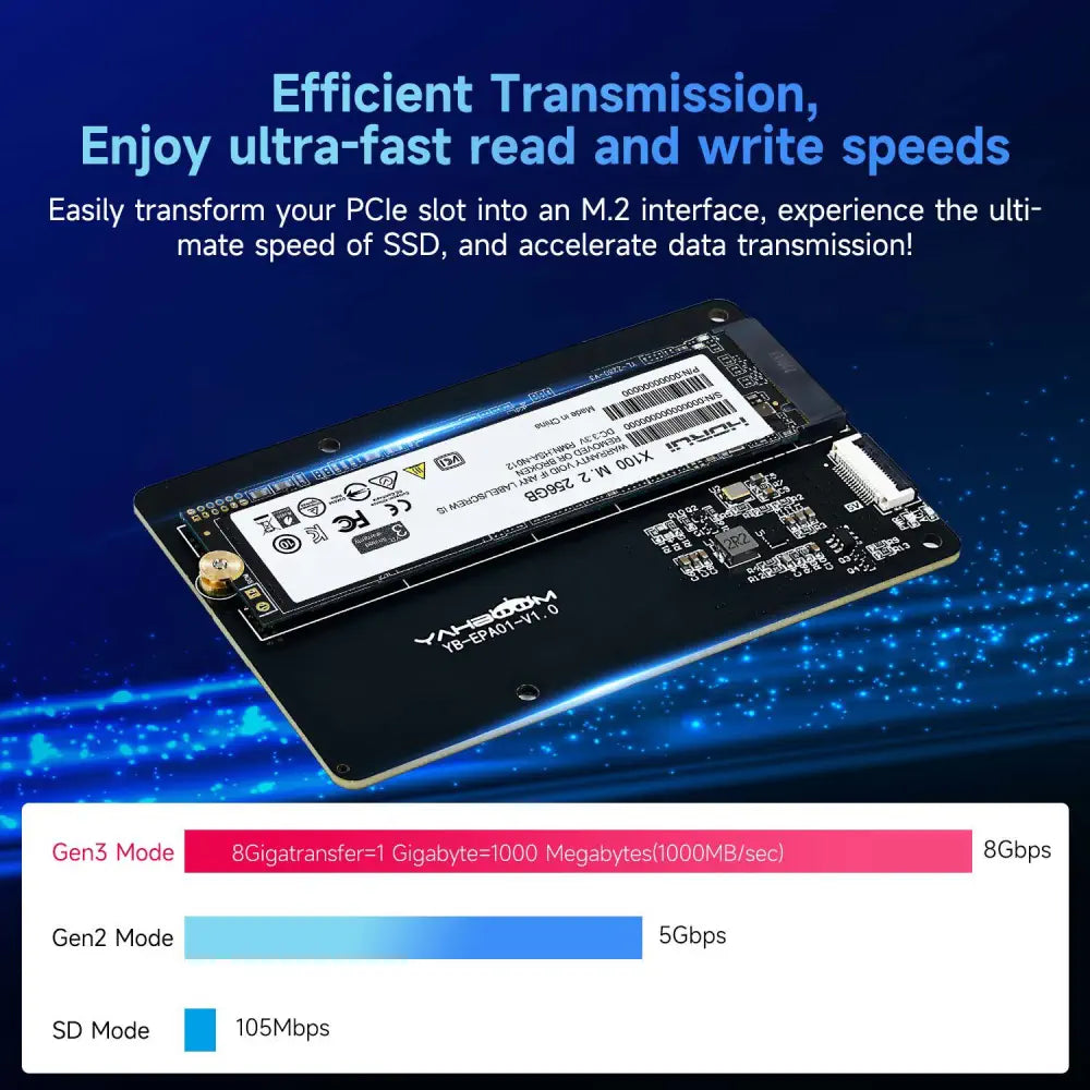 PCIe to M.2 adapter expansion board for Raspberry Pi 5-Board + 256G SSD